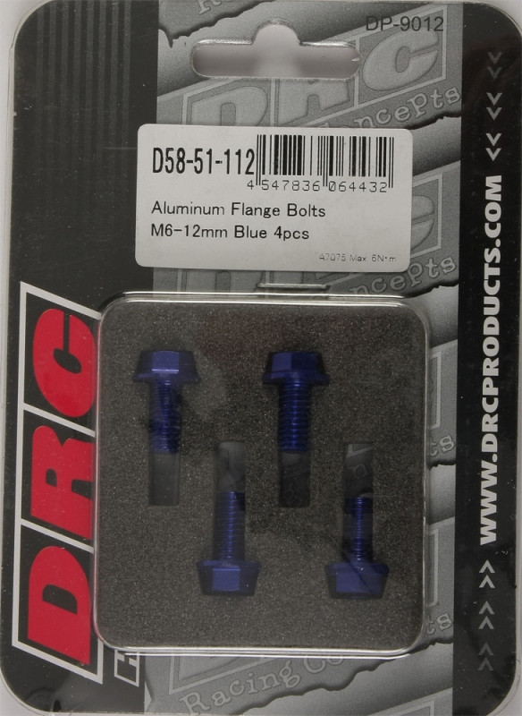Drc Aluminum Flange Bolts Blue M6X12Mm 4/Pk - D58-51-112