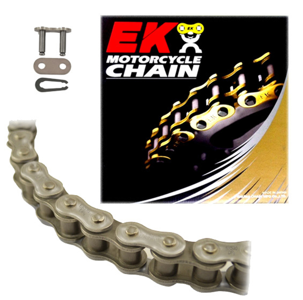 EK 530DR2 Chrome Drag Racing Motorcycle Chain (Clip Master)