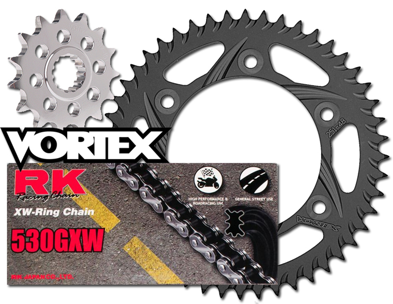 RK Vortex O-Ring Blk Alum Chain Sprocket Kit SUZ GSXR1300R Hayabusa 08-09  11-12