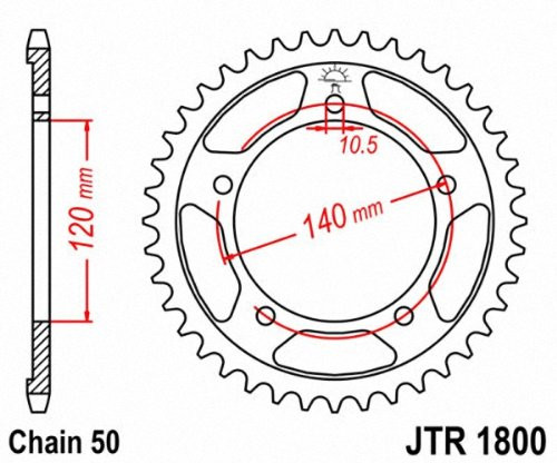Jt Rear Steel Sprocket 44T - JTR1800.44