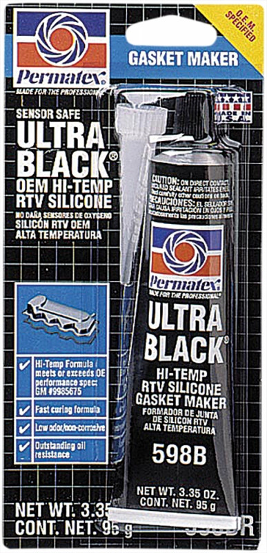 Permatex Ultra Black Hi-Temp Rtv Silicone Gasket Maker 3.35 Oz - 82180