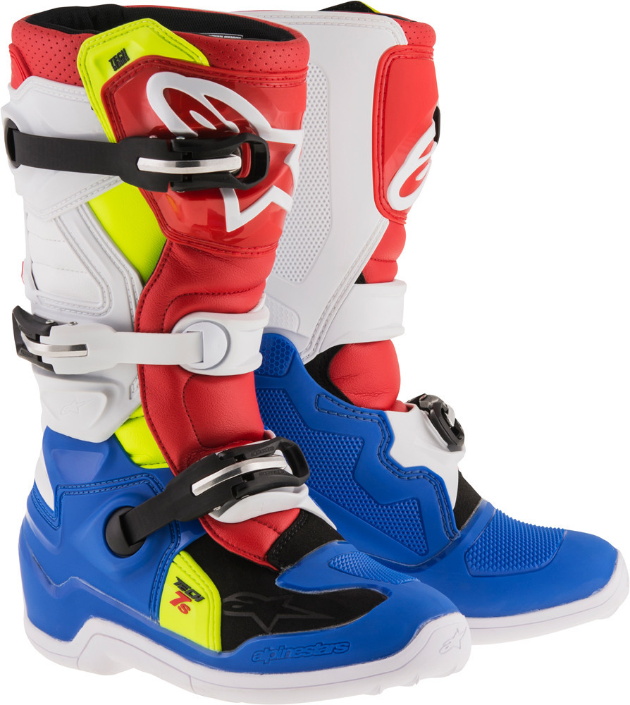Alpinestars Tech 7S Youth Boots Blue White Red Yellow
