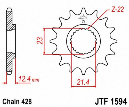 Jt Countershaft Steel Sprocket 15T - JTF1594.15