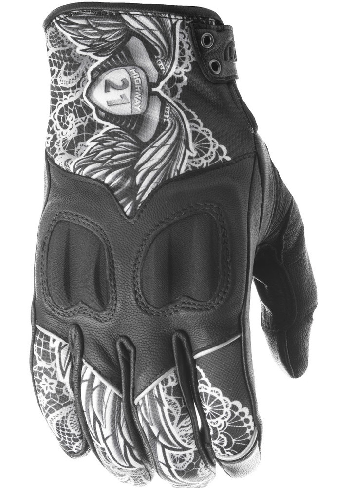 Highway 21 Women's Vixen Gloves Black White Lace