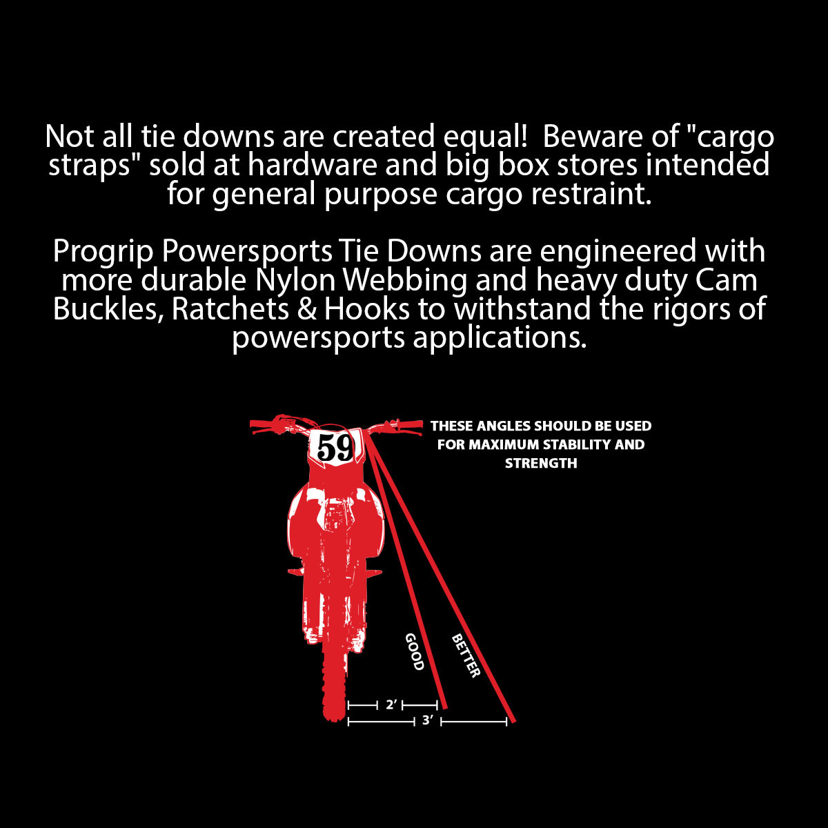 Progrip Powersports Motorcycle Tie Down Straps Lab Tested (4 Pack)