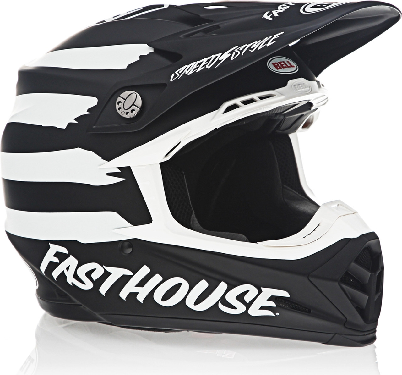 Fasthouse Signia Matte Black/White BELL Moto-9 MIPS Dirt Helmet X-Large 