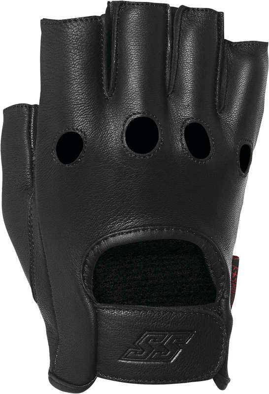 Speed and Strength Men's Half Nelson Fingerless Leather Gloves Black