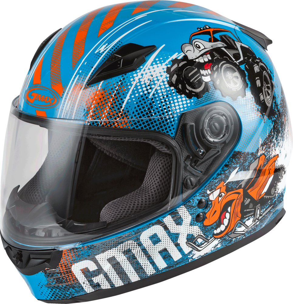 Gmax Youth GM-49Y Beasts Full-Face Helmet Blue Orange Grey