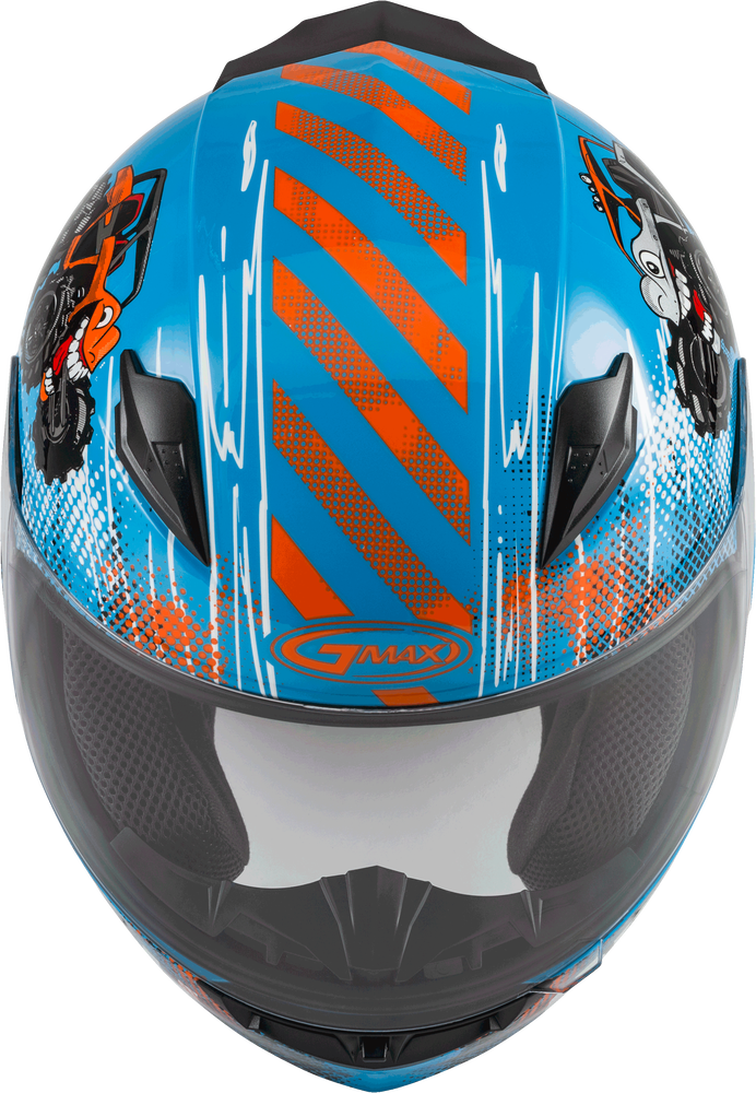 Gmax Youth GM-49Y Beasts Full-Face Helmet Blue Orange Grey