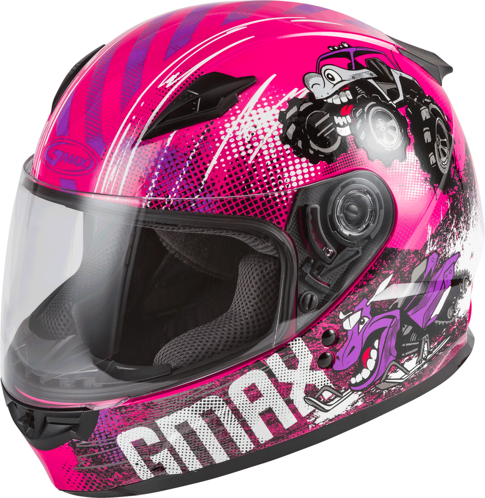 Gmax Youth GM-49Y Beasts Full-Face Helmet Pink Purple Grey