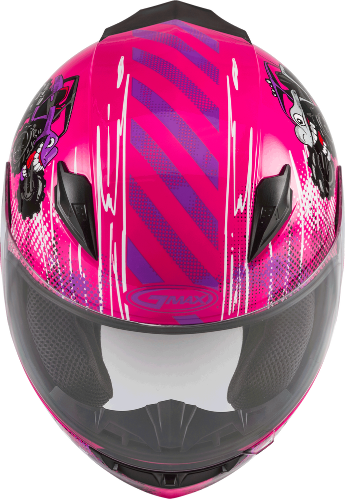 Gmax Youth GM-49Y Beasts Full-Face Helmet Pink Purple Grey