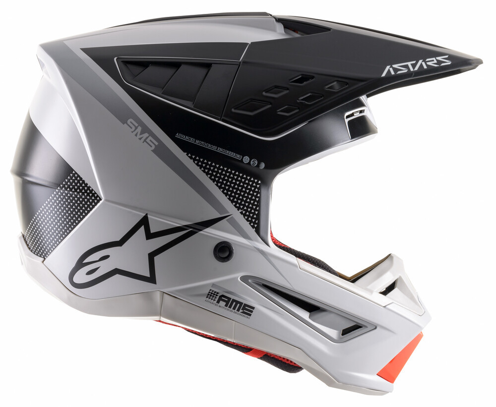 Alpinestars SM5 Rayon Matte Light Grey Blk Slvr Helmet