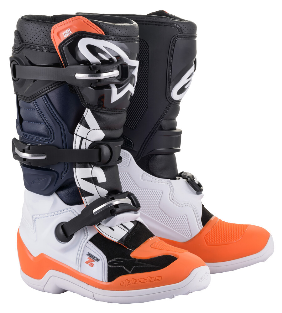 Alpinestars Tech 7S Black White Orange Fluo Boots - Speed Addicts
