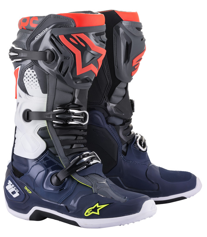 Alpinestars Tech 10 Dark Grey Blue Red Fluo Boots