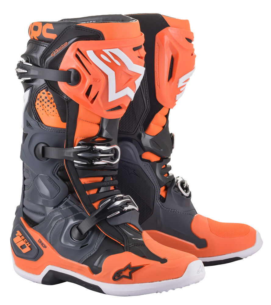 Alpinestars Tech 10 Cool Grey Orange Fluo Boots