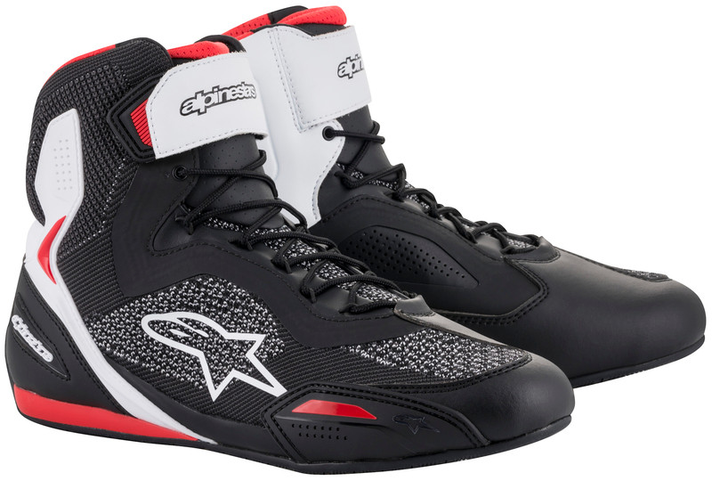 Alpinestars Faster-3 KNIT Black White Red Shoes - Speed Addicts