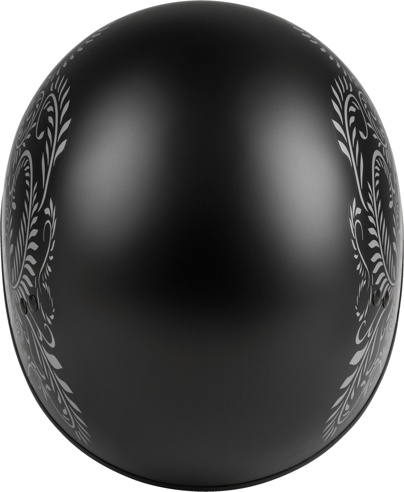 Gmax HH-65 Half Helmet Rose Naked Matte Black Silver