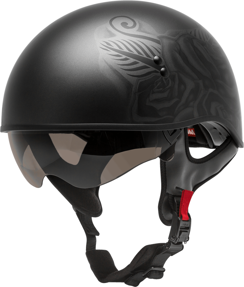 Gmax HH-65 Half Helmet Devotion Naked Matte Black Silver