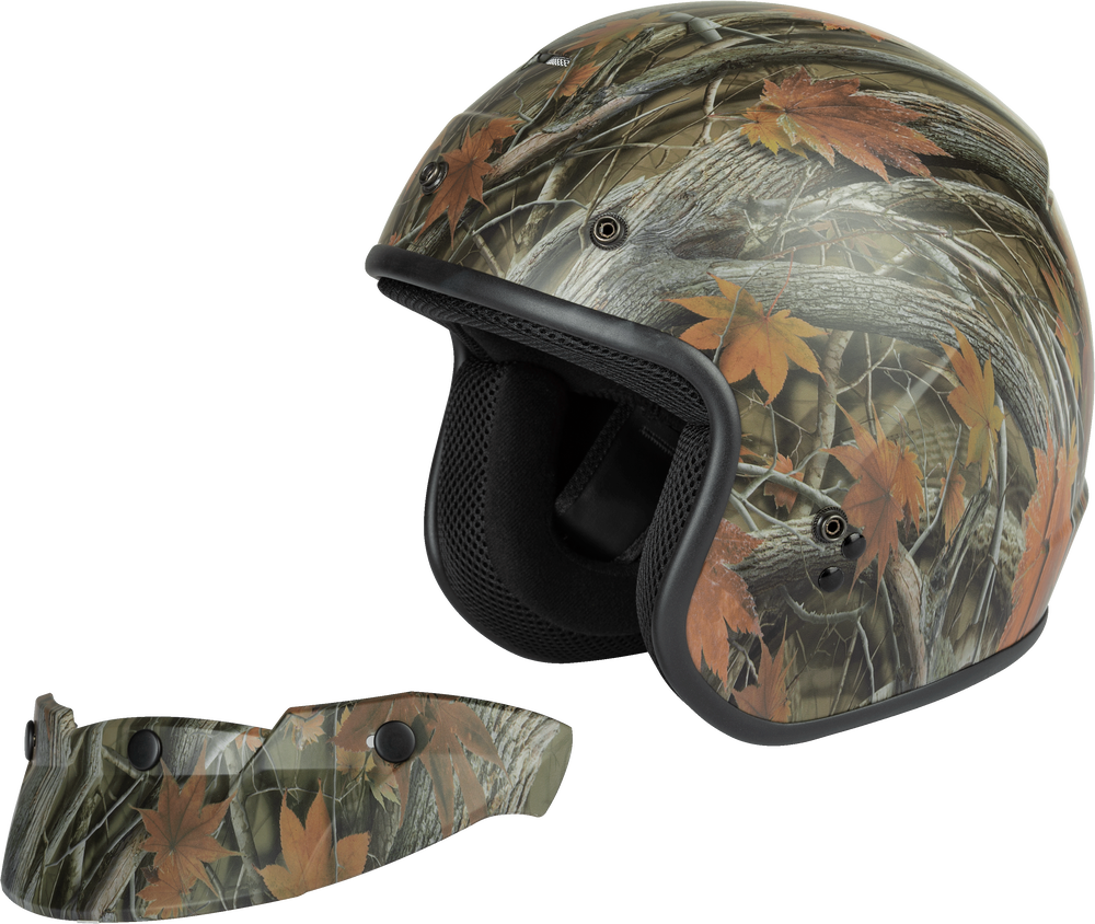 Gmax OF-2 Open-Face Helmet Leaf Camo