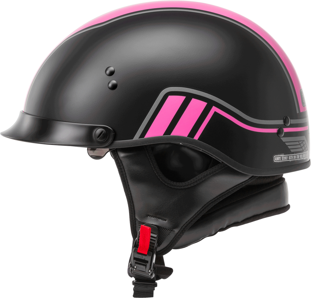 Gmax HH-65 Half Helmet Full Dressed Twin Matte Black Pink