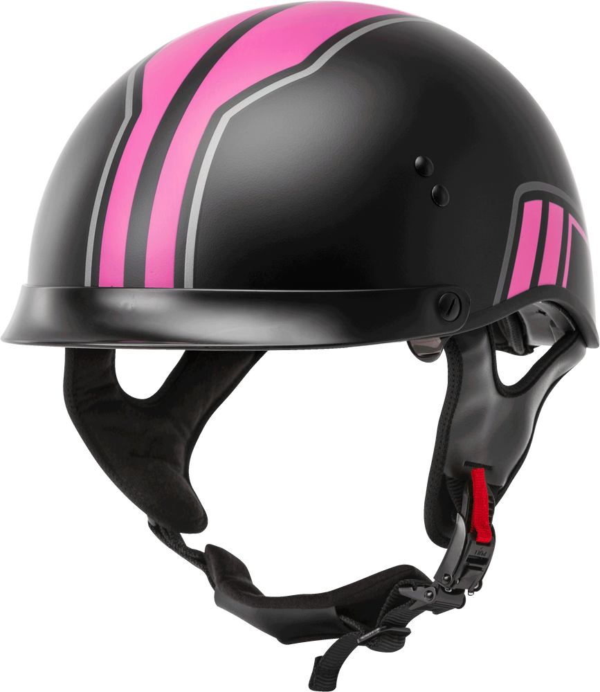 Gmax HH-65 Half Helmet Full Dressed Twin Matte Black Pink