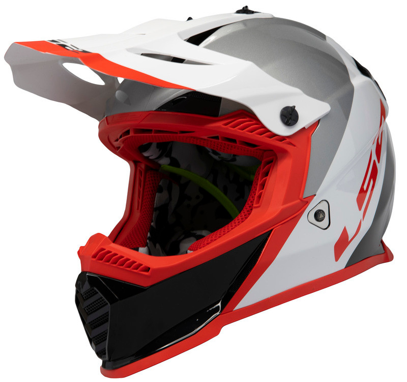 LS2 Gate Launch Gloss White Red Black Helmet