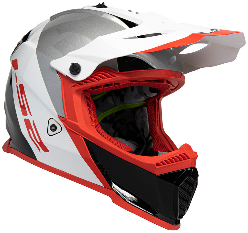 LS2 Gate Launch Gloss White Red Black Helmet