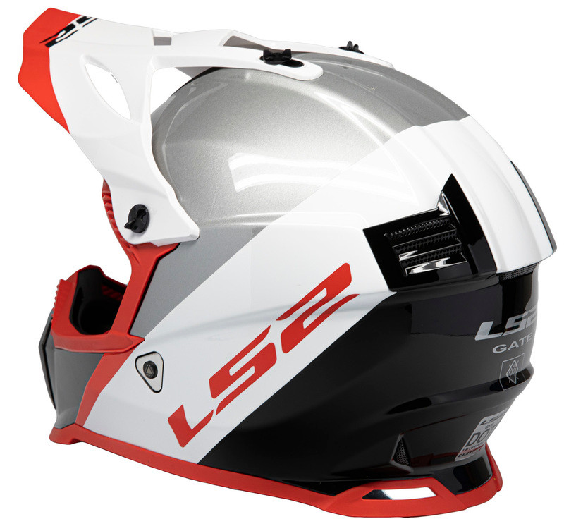 LS2 Gate Launch Gloss White Red Black Helmet