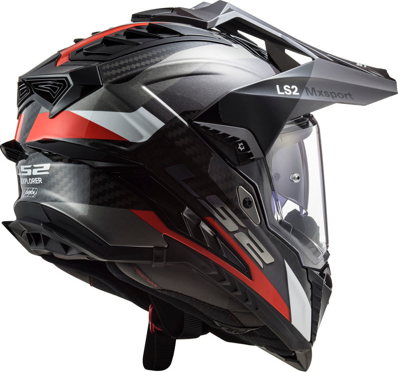 LS2 Explorer Frontier Matte Titanium Red Helmet