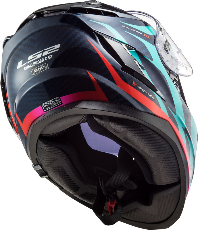 LS2 Challenger C Flames Blue Carbon Red Helmet