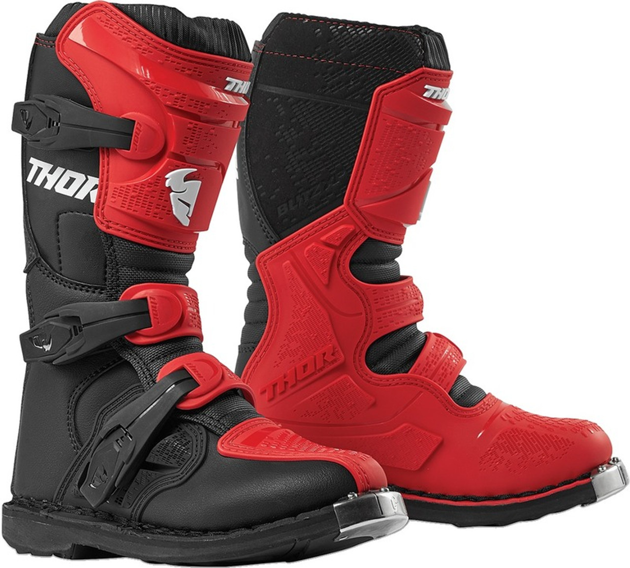Thor Blitz XP ユースモトクロスブーツ YOUTH (ジュニア) Thor Youth Blitz XP Red Black Boots - Speed Addicts