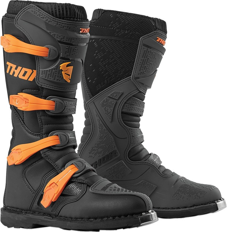 THOR BLITZ XP ATN ブーツ サイズ8 Thor Blitz XP Charcoal Orange Boots - MX Sole - Speed Addicts