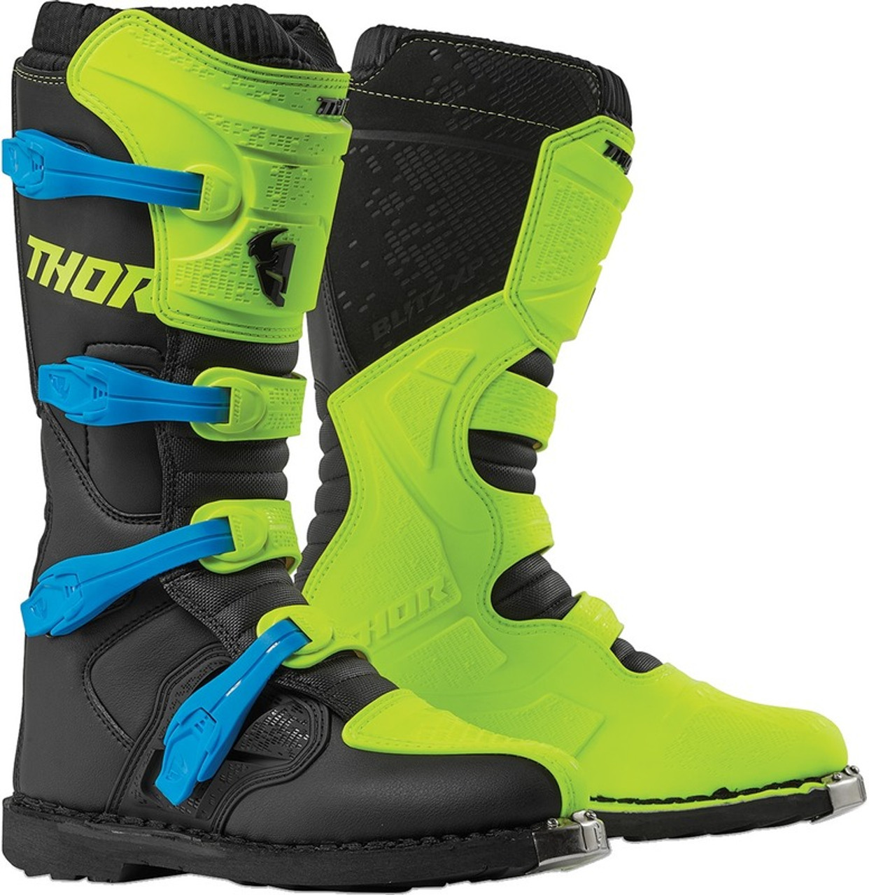 Thor Blitz XP Fluorescent Green Black Boots - MX Sole - Speed Addicts