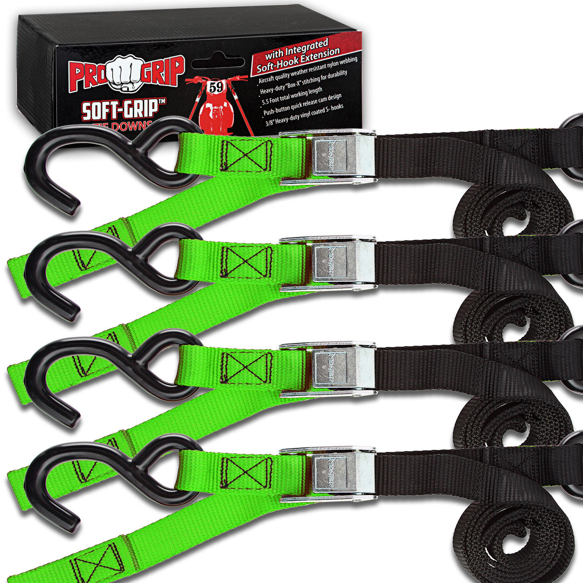 Progrip Powersports Motorcycle Soft Loop Tie Down Straps Lab
