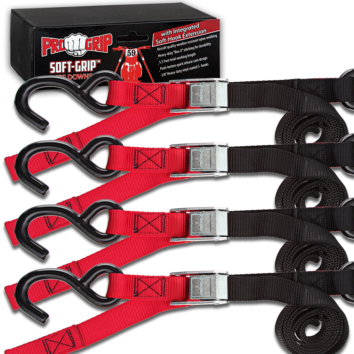 Progrip Powersports Motorcycle Soft Loop Tie Down Straps Lab
