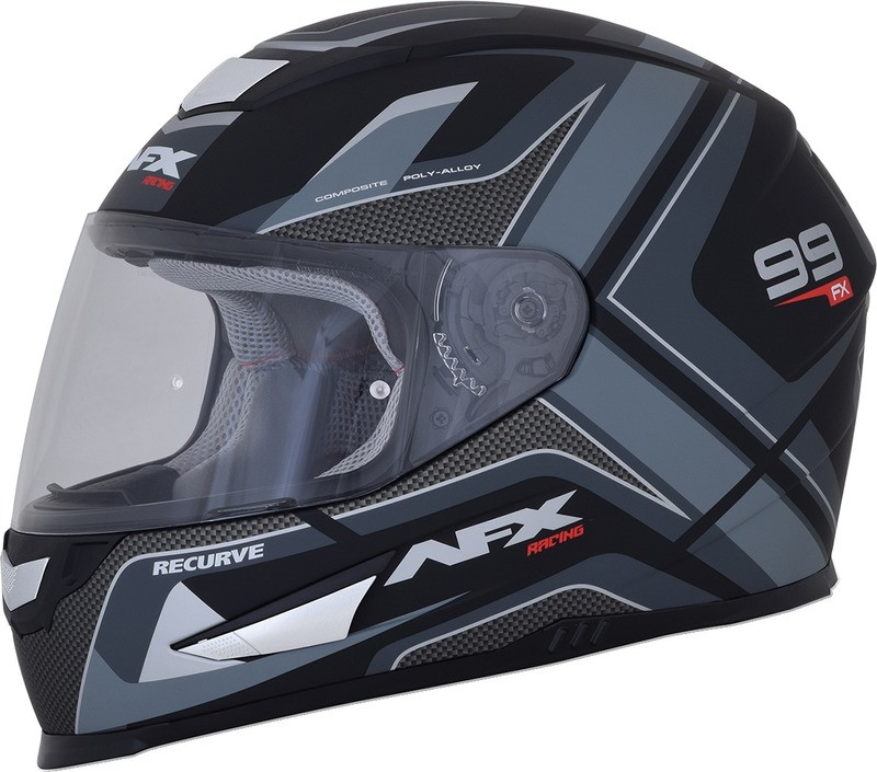 AFX FX-99 Matte Black Gray Recurve Helmet