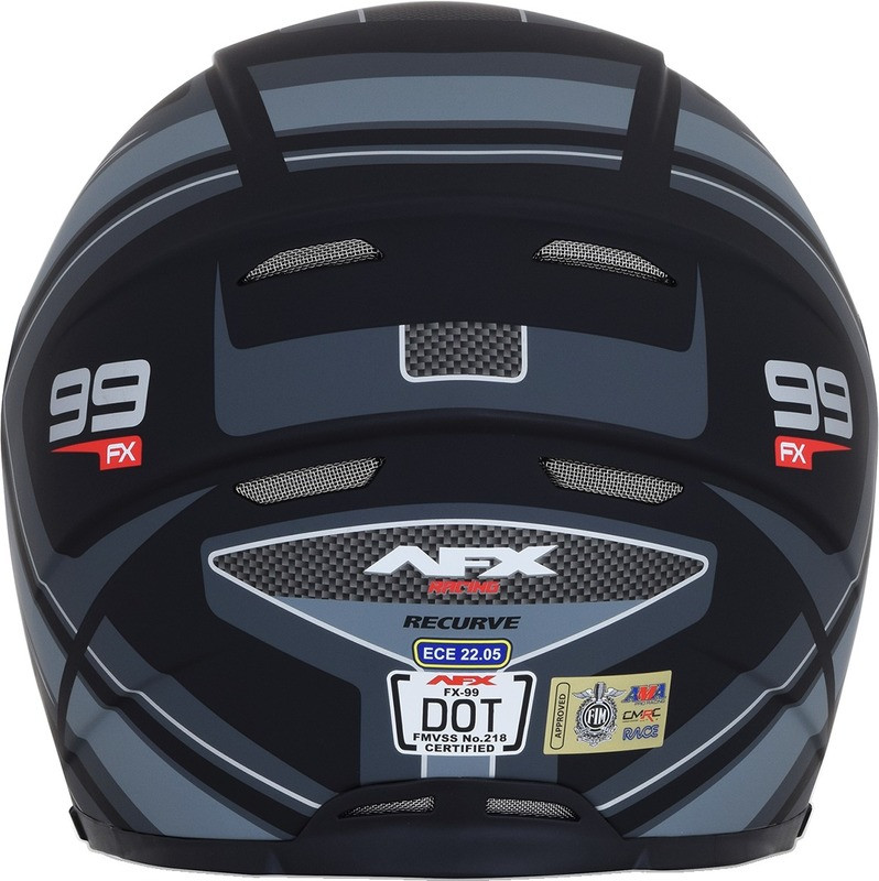 AFX FX-99 Matte Black Gray Recurve Helmet
