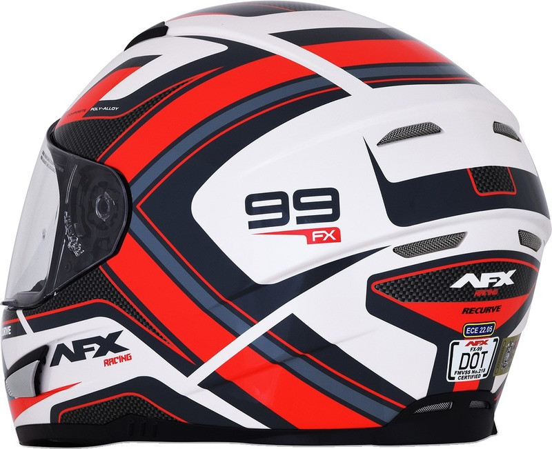 AFX FX-99 Pearl White Red Recurve Helmet