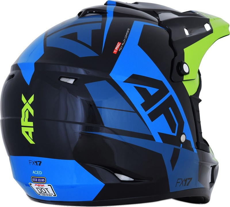 AFX FX-17 Blue Lime Aced Helmet