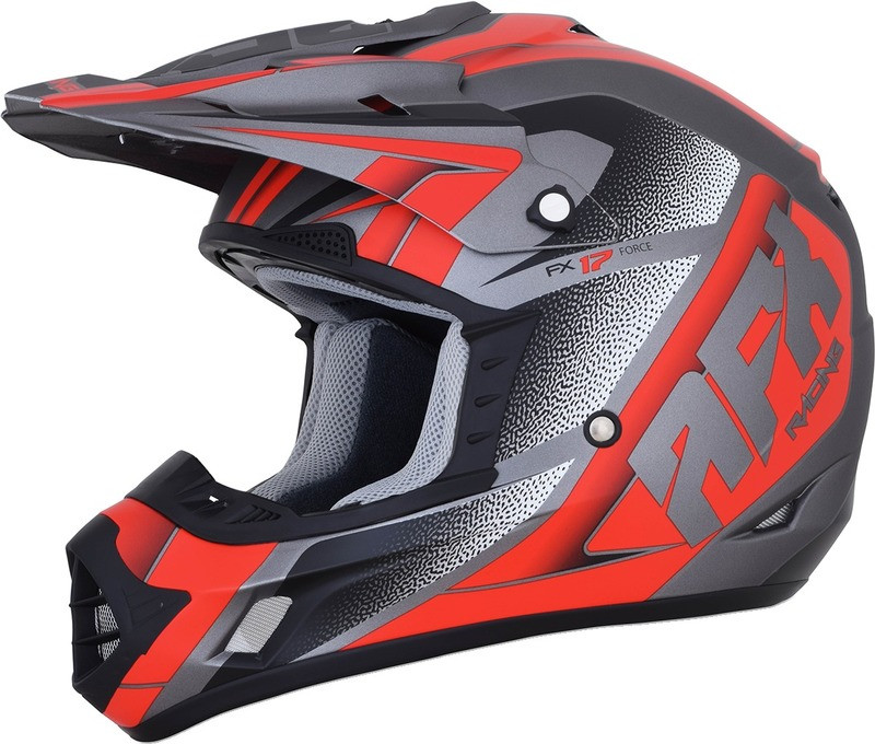 AFX FX-17 Frost Gray Red Force Helmet