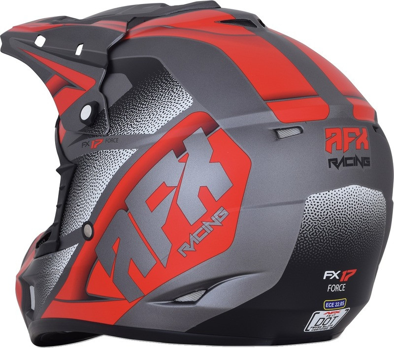 AFX FX-17 Frost Gray Red Force Helmet