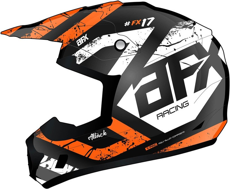 AFX FX-17 Matte Black Orange Attack Helmet