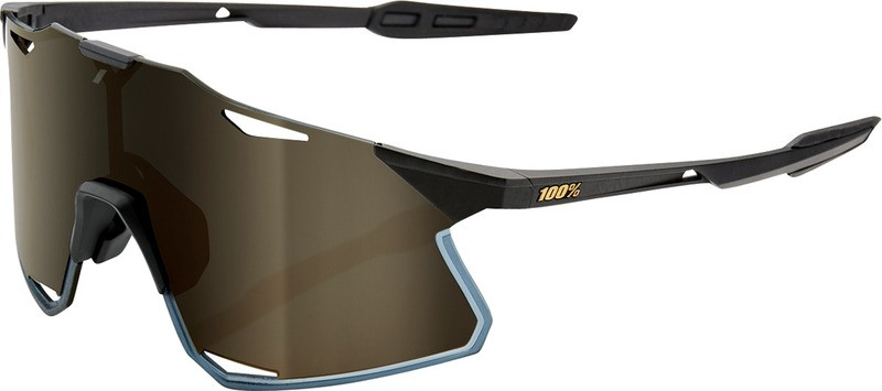 100% Hypercraft Matte Black Gold Mirror Lens Sunglasses