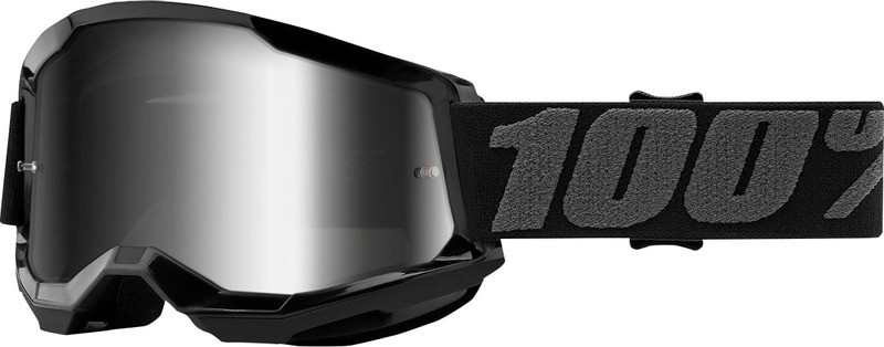 100% Strata 2 Black Silver Mirror Goggles