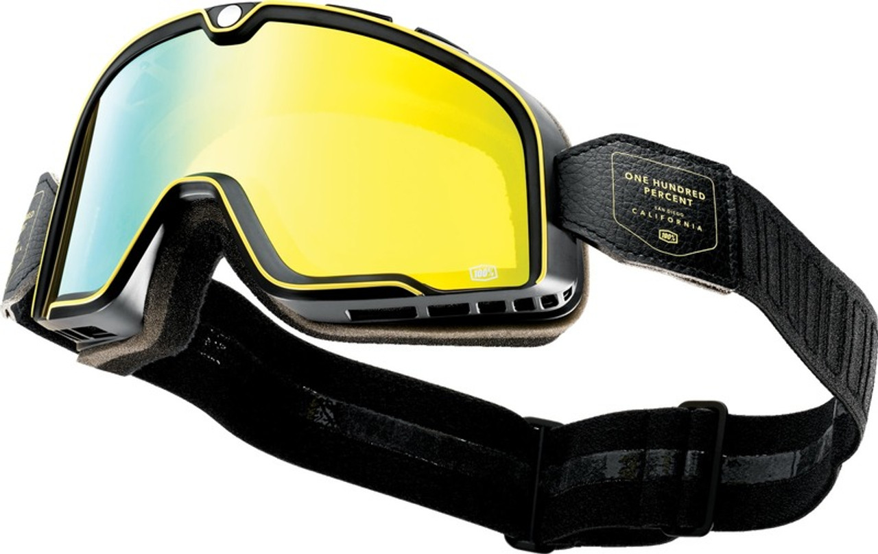  100% Barstow Calibre Gafas - w/Flash Amarillo Lente Enduro  Motocross Rally Motocicleta Vintage : Automotriz