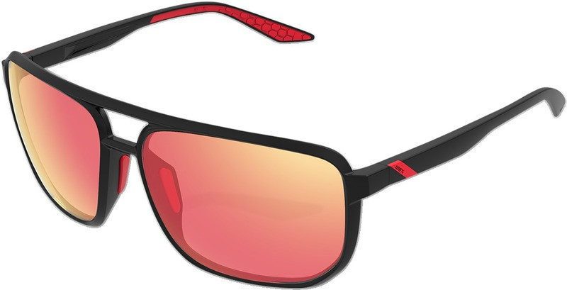100% Konnor Black Red Mirror Aviator Sunglasses