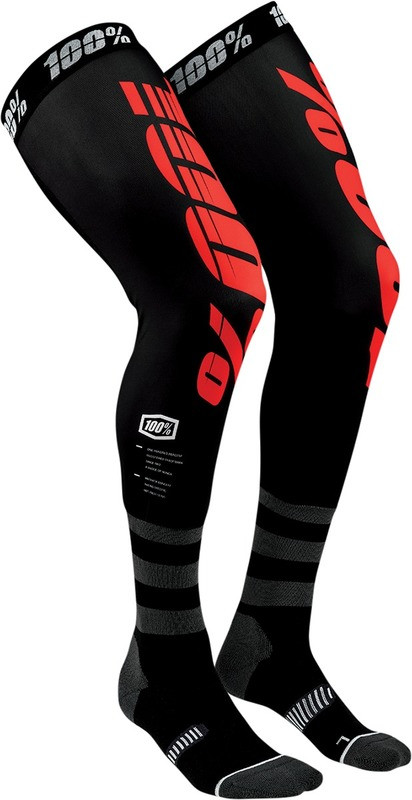 100% REV Knee Brace Black Red Performance Moto Socks