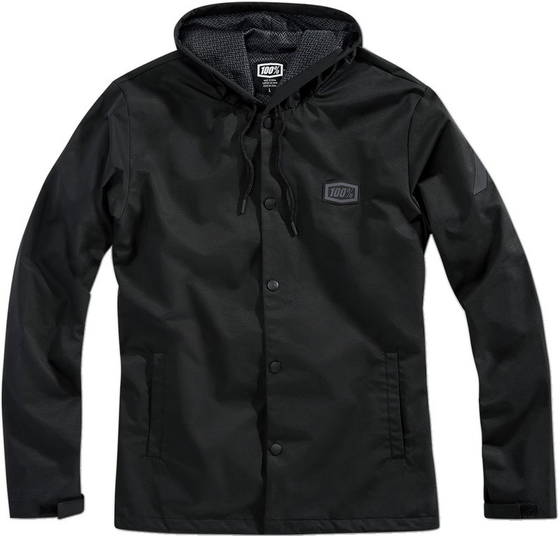 100% Apache Black Hooded Snap Jacket