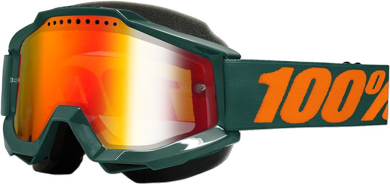 100% Accuri Snow Gunmetal Red Mirror Lens Goggles-Mirrored Lens