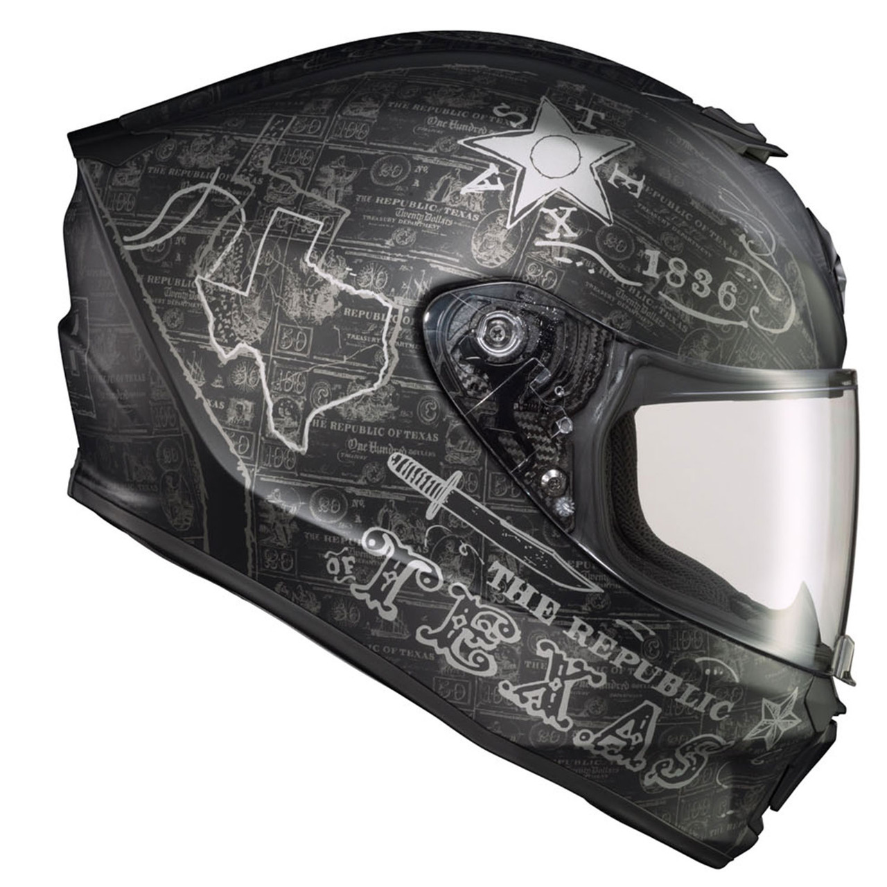 Scorpion EXO-R420 Full-Face Lone Star Helmet Black Silver - Speed